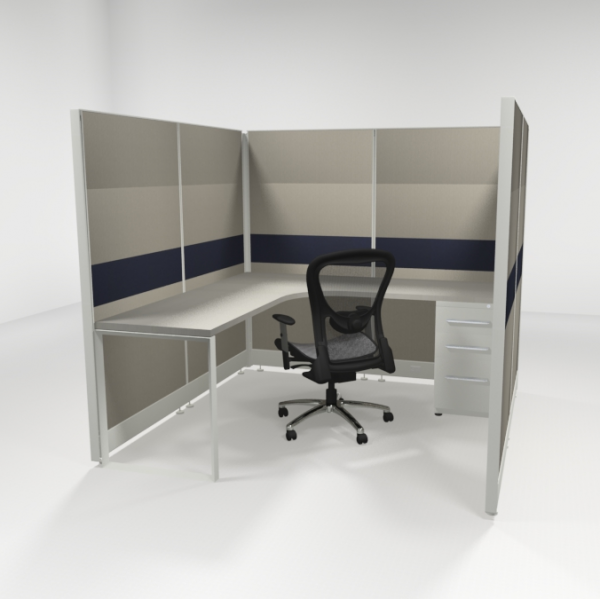 6X6 67" Tiled Cubicles with One File