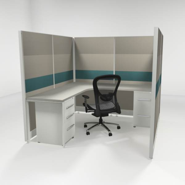6X6 67" Tiled Cubicles with One File