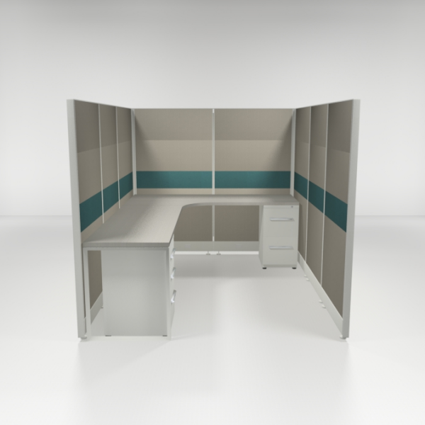 6x8 67" Tiled Cubicles with Two Files