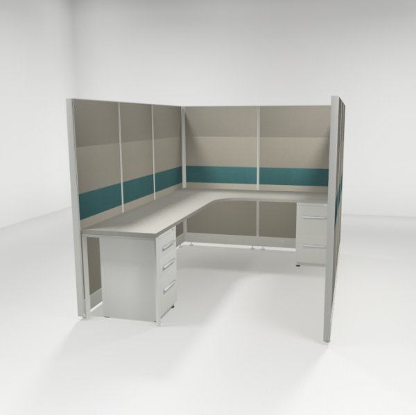 6x8 67" Tiled Cubicles with Two Files