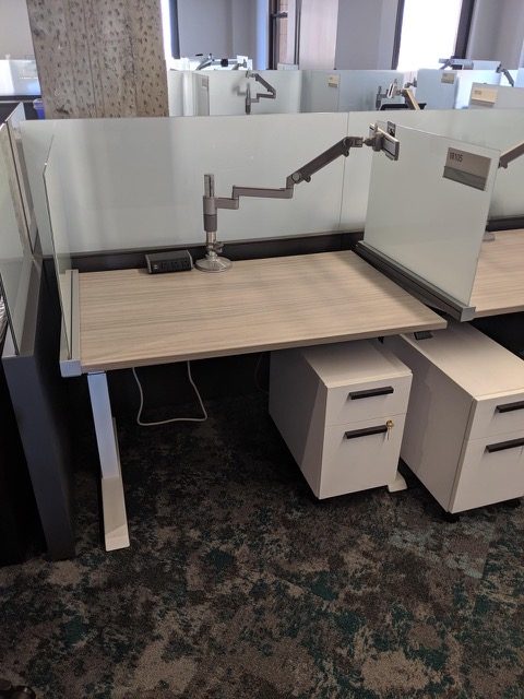 height adjustable steelcase benching cubicles