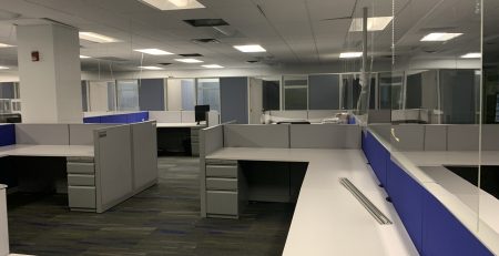 An office with cubicles