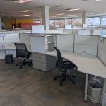 Office cubicles with chairs