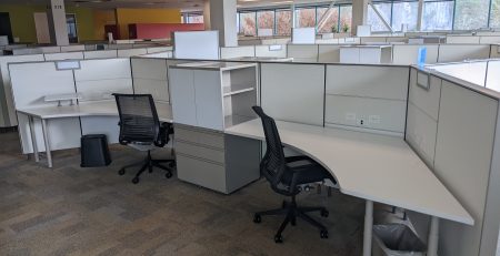 Office cubicles with chairs