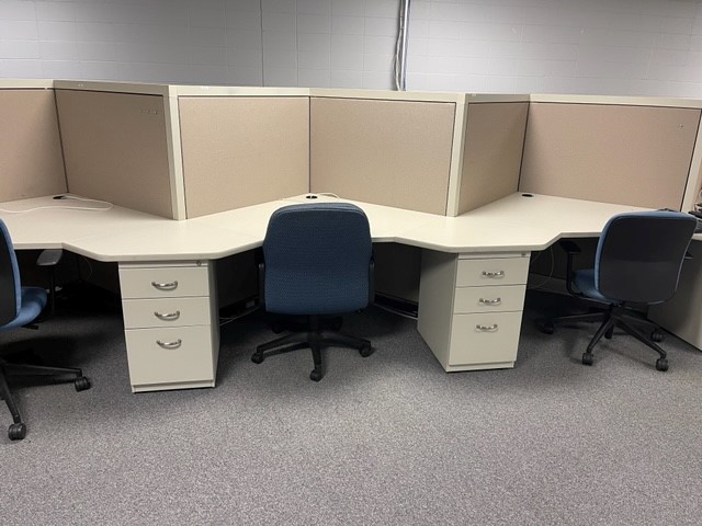 Office cubicles joined together