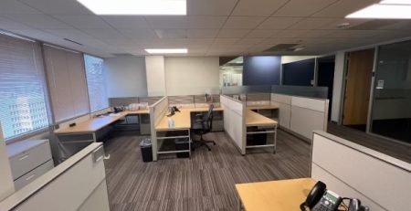 Office cubicles in a room