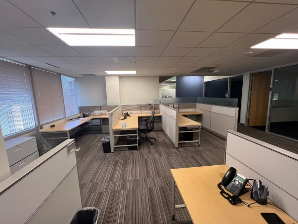 Office cubicles in a room