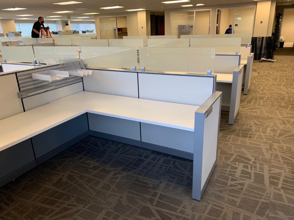 White office cubicles